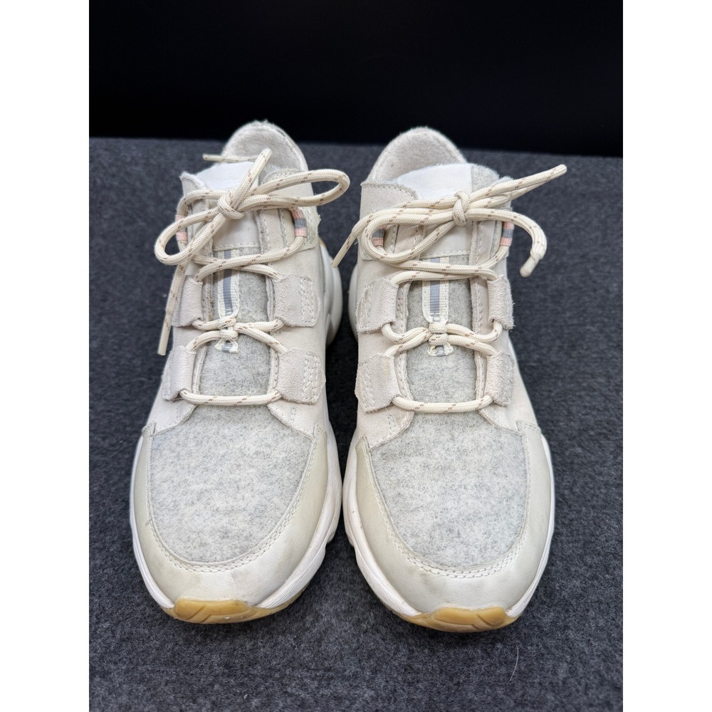 Sorel Kinetic RNEGD Conquest Sea Salt Fawn Suede Felt Sneakers NL4398-191 6.5